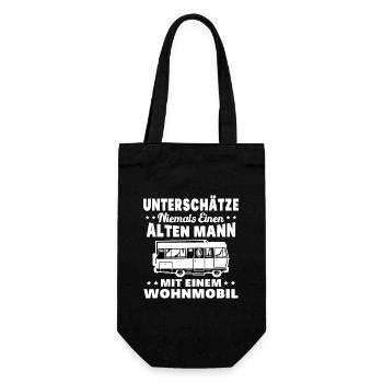 Unterschätze niemals einen alten Mann Wohnmobil - Geschenkbeutel für Flaschen - Schwarz - Vorne