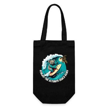 Beach Bums Koala hat Spass beim surfen - Geschenkbeutel für Flaschen - Schwarz - Vorne