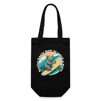 Catch a wave Koalabaer - Geschenkbeutel für Flaschen - Schwarz - Vorne