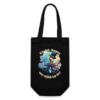 Eight arms, a stylish hat, octopus - Gift Bag for Bottles - black - Front