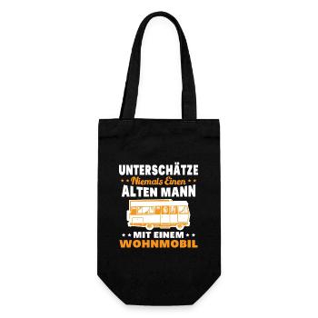Unterschätze niemals einen alten Mann Wohnmobil - Geschenkbeutel für Flaschen - Schwarz - Vorne