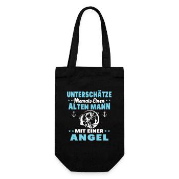 Ein Alter Mann mit Seiner Angelrute Angelgeschen - Geschenkbeutel für Flaschen - Schwarz - Vorne