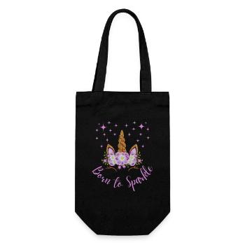 Born to sparkle - Unicorn Graphic Tee - Geschenkbeutel für Flaschen - Schwarz - Vorne
