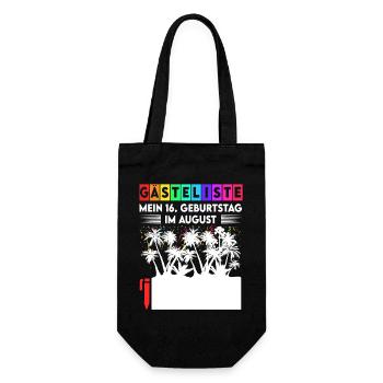 Gästeliste Mein 16. Geburtstag Im August Teenager - Geschenkbeutel für Flaschen - Schwarz - Vorne
