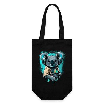 koala with headphones and Walkman - Gift Bag for Bottles - black - Front