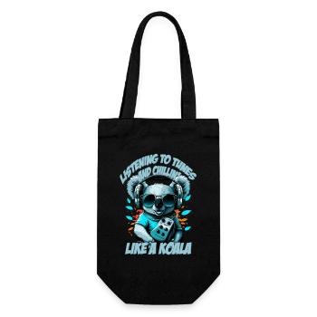 koala bear with lettering, Walkman and sunglasses - Gift Bag for Bottles - black - Front