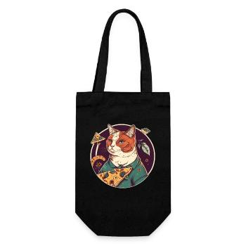 cat with slices of pizza - Gift Bag for Bottles - black - Front