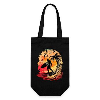 Surfeur occasionnel au lever du soleil sous les palmiers - Sac à bouteille - noir - Devant