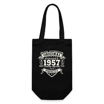66. Geburtstag Mann Original August Jahrgang 1957 - Geschenkbeutel für Flaschen - Schwarz - Vorne