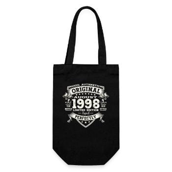 25th Birthday Man Original August Vintage 1998 - Gift Bag for Bottles - black - Front