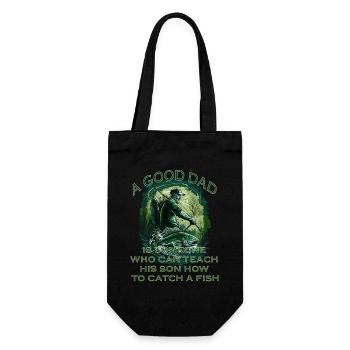 Fishermen fishing with lettering - Gift Bag for Bottles - black - Front