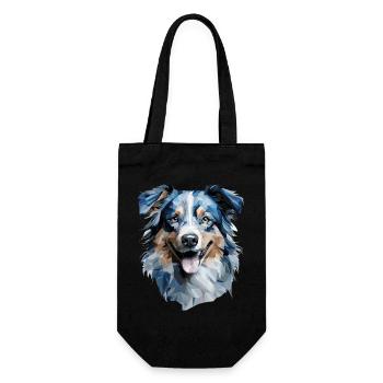 Australian Shepherd Polygon - Geschenkbeutel für Flaschen - Schwarz - Vorne