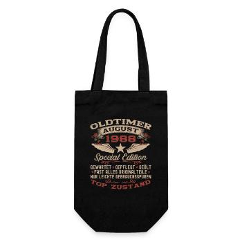 35. Geburtstag Mann Oldtimer August Jahrgang 1988 - Geschenkbeutel für Flaschen - Schwarz - Vorne