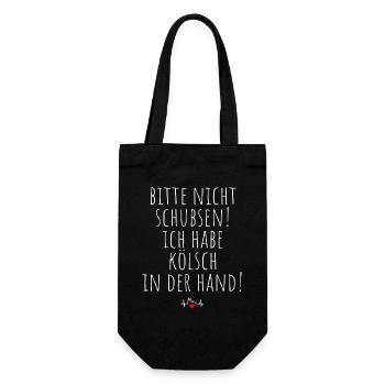 Nicht Schubsen Kölsch Kölle Kölner Karneval Köln - Geschenkbeutel für Flaschen - Schwarz - Vorne