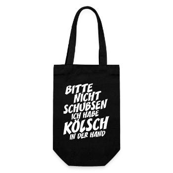 Nicht Schubsen Kölsch Kölle Kölner Karneval Köln - Geschenkbeutel für Flaschen - Schwarz - Vorne