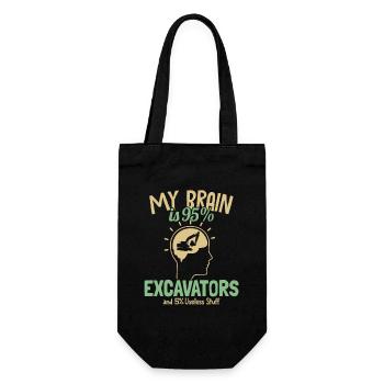 My Brain is 95% Excavators Excavator Seilbagger - Geschenkbeutel für Flaschen - Schwarz - Vorne