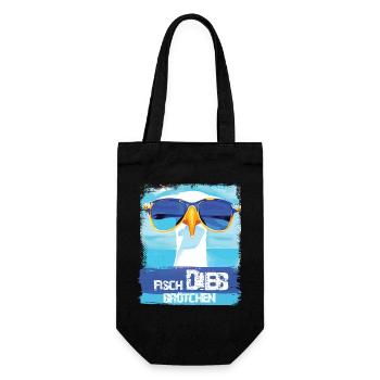 Möwe Fischbrötchendieb - blue white Collection - Geschenkbeutel für Flaschen - Schwarz - Vorne