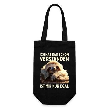 Hab Das Schon Verstanden Ist Mir Nur Egal Faultier - Geschenkbeutel für Flaschen - Schwarz - Vorne