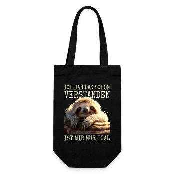 Hab Das Schon Verstanden Ist Mir Nur Egal Faultier - Geschenkbeutel für Flaschen - Schwarz - Vorne