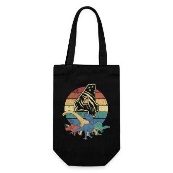 Dinosaur 4 Year Old Gift 4th Birthday Retro - Gift Bag for Bottles - black - Front