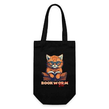 Cat with book and lettering - Gift Bag for Bottles - black - Front