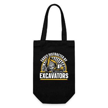Easily Distracted By Excavators Raupenbagger - Geschenkbeutel für Flaschen - Schwarz - Vorne