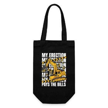 My Erection Pays The Bills Duty Cycle Crawler Crane Excavator - Gift Bag for Bottles - black - Front