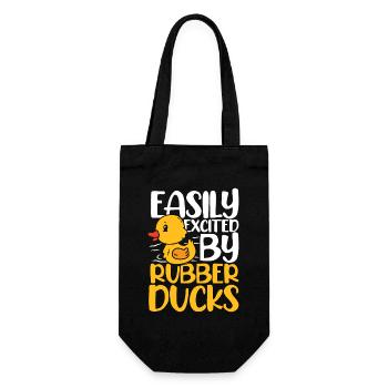 easily excited by rubber ducks - Geschenkbeutel für Flaschen - Schwarz - Vorne