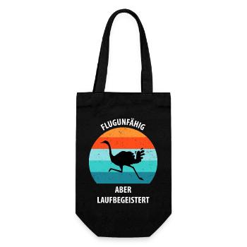 Strauß Ostrich Vogel Strauß Ornithologie - Geschenkbeutel für Flaschen - Schwarz - Vorne