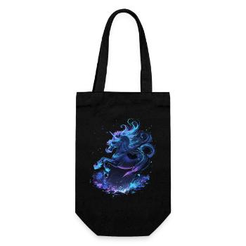 Mystisches Einhorn Mitternacht - Geschenkbeutel für Flaschen - Schwarz - Vorne