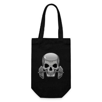 Totenkopf Bodybuilder Langhantel Bodybuilding - Geschenkbeutel für Flaschen - Schwarz - Vorne