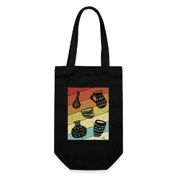Retro Hobby Pottery Pro Wheel Lover Pottery - Gift Bag for Bottles - black - Front