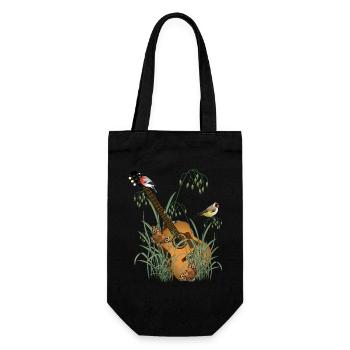 Guitar in the grass with birds - Gift Bag for Bottles - black - Front