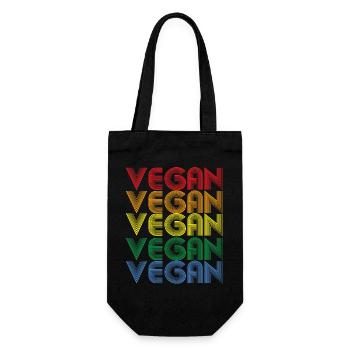 Regenbogen VEGAN Statement - Geschenkbeutel für Flaschen - Schwarz - Vorne