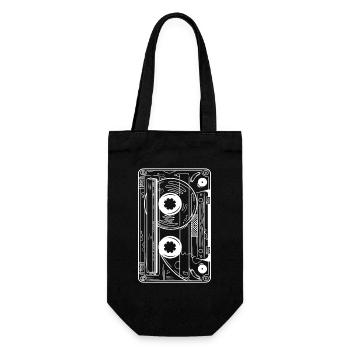 Kassette 90er Party 80er Jahre Retro Musik Tape - Geschenkbeutel für Flaschen - Schwarz - Vorne