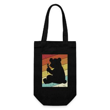 Retro Panda Bear Ailuropoda Melanoleuca Friend - Gift Bag for Bottles - black - Front