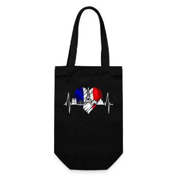 Paris Skyline Heartbeat Eiffel Tower France - Gift Bag for Bottles - black - Front
