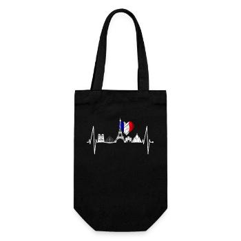 Paris Skyline Herzschlag Eiffelturm Frankreich - Geschenkbeutel für Flaschen - Schwarz - Vorne
