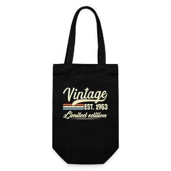 1963 Vintage 1963 Geburtstagsgeschenk - Geschenkbeutel für Flaschen - Schwarz - Vorne