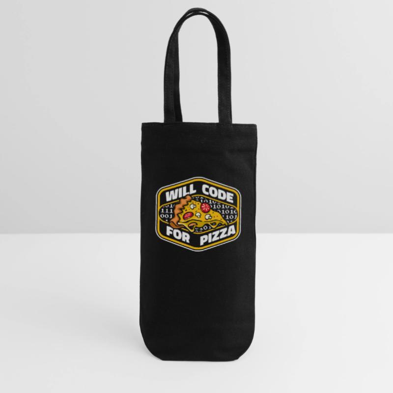 Will Code For Pizza Developer Coder Programmierer Geschenkbeutel für Flaschen