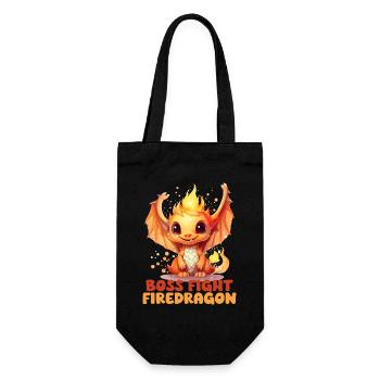 Endgegner Feuerdrache Rollenspiel Fantasymotiv - Geschenkbeutel für Flaschen - Schwarz - Vorne