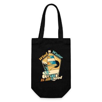 Wind And Water Is All I Need Surfer Wassersport - Geschenkbeutel für Flaschen - Schwarz - Vorne