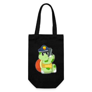Schildkröte Polizist Pistole Polizei - Geschenkbeutel für Flaschen - Schwarz - Vorne