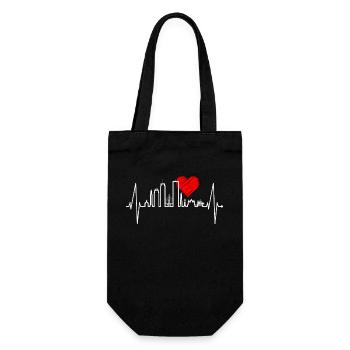 Boston Skyline Heartbeat USA Fan Heart Pulse Love - Gift Bag for Bottles - black - Front