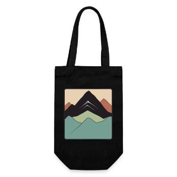 Logo - Landscape with mountain in earth tones - Gift Bag for Bottles - black - Front