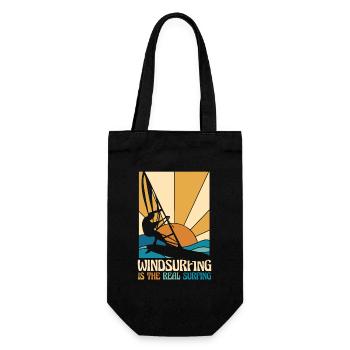 Windsurfing Is The Real Surfing Wassersport - Geschenkbeutel für Flaschen - Schwarz - Vorne