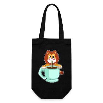 Lion cup of coffee - Gift Bag for Bottles - black - Front