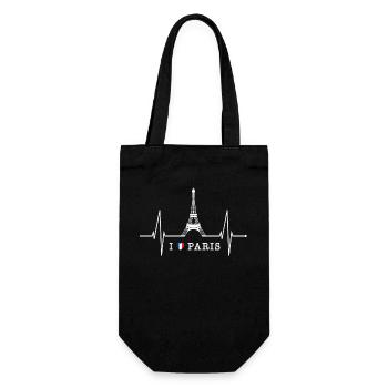 Paris Skyline Herzschlag Eiffelturm Frankreich - Geschenkbeutel für Flaschen - Schwarz - Vorne