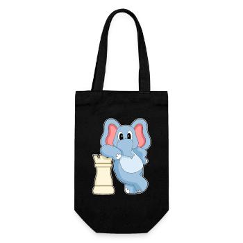 Elefant Schachfigur Turm Schach - Geschenkbeutel für Flaschen - Schwarz - Vorne