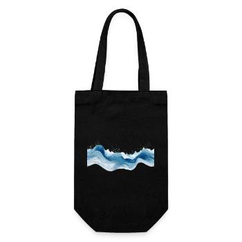 Wave motif in line style - symphony in shades of blue - Gift Bag for Bottles - black - Front